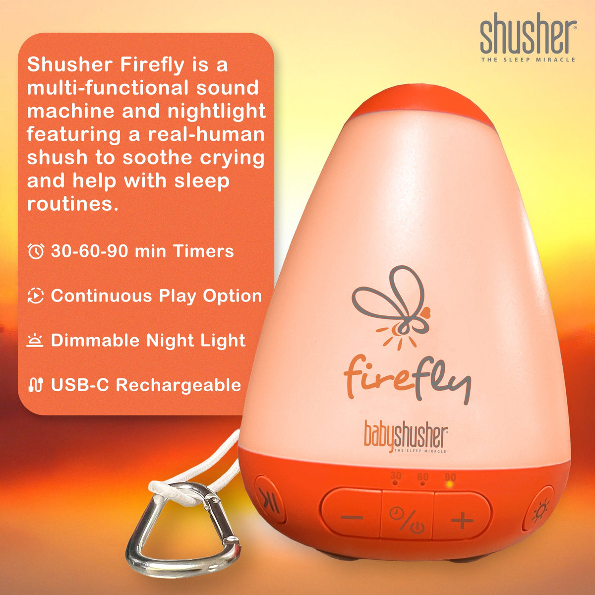 Firefly Portable Baby Sound Machine + Shushie Pacifier 2-Pack Bundle 3