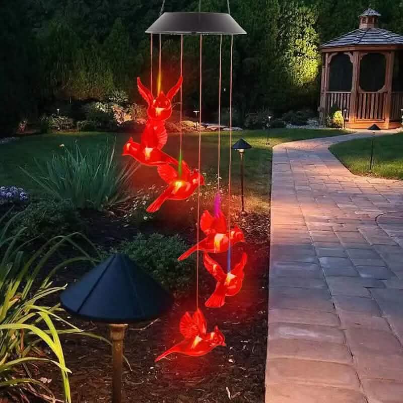 Flaming Bird Wind Chime Solar Lights 6