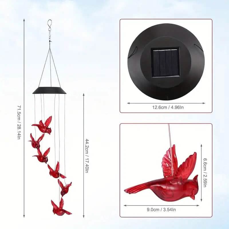 Flaming Bird Wind Chime Solar Lights 2