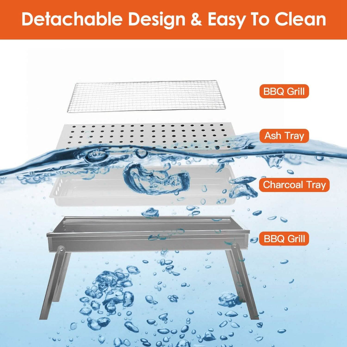 Foldable Charcoal BBQ Grill Stainless Steel Grill Net 10