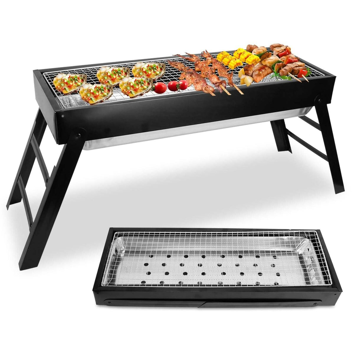 Foldable Charcoal BBQ Grill Stainless Steel Grill Net 1