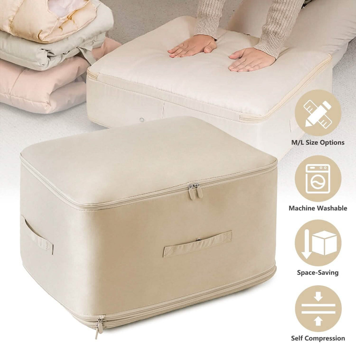 Foldable Storage Bag with Dual Zippers 11
