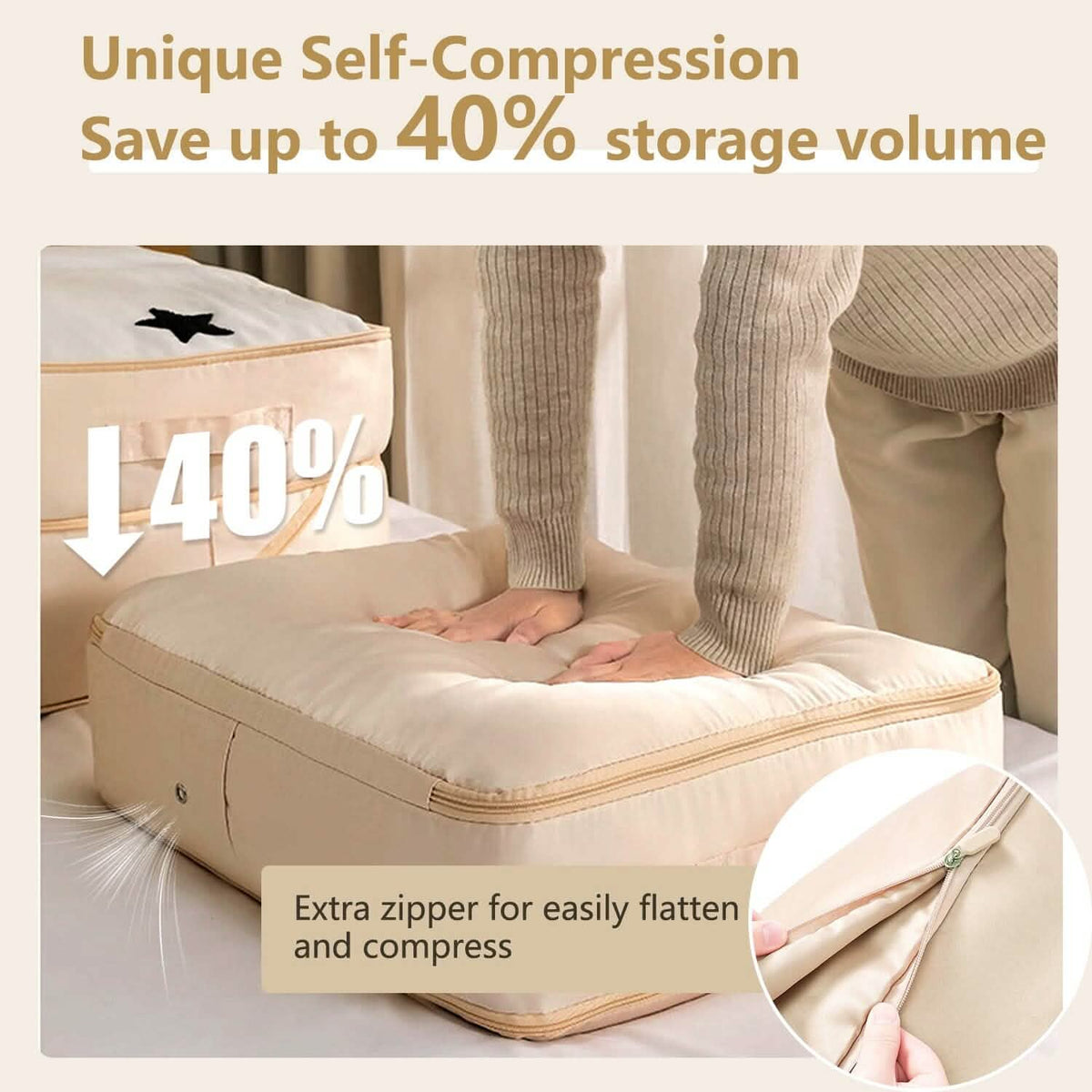 Foldable Storage Bag with Dual Zippers 12