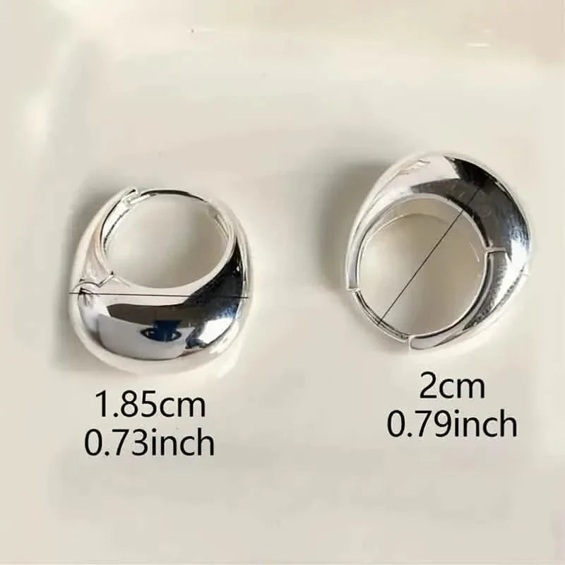 Glossy Chunky Shaped Hoop Earrings Copper Jewelry Vintage Elegant Style Female Geometric Ear Buckles 5