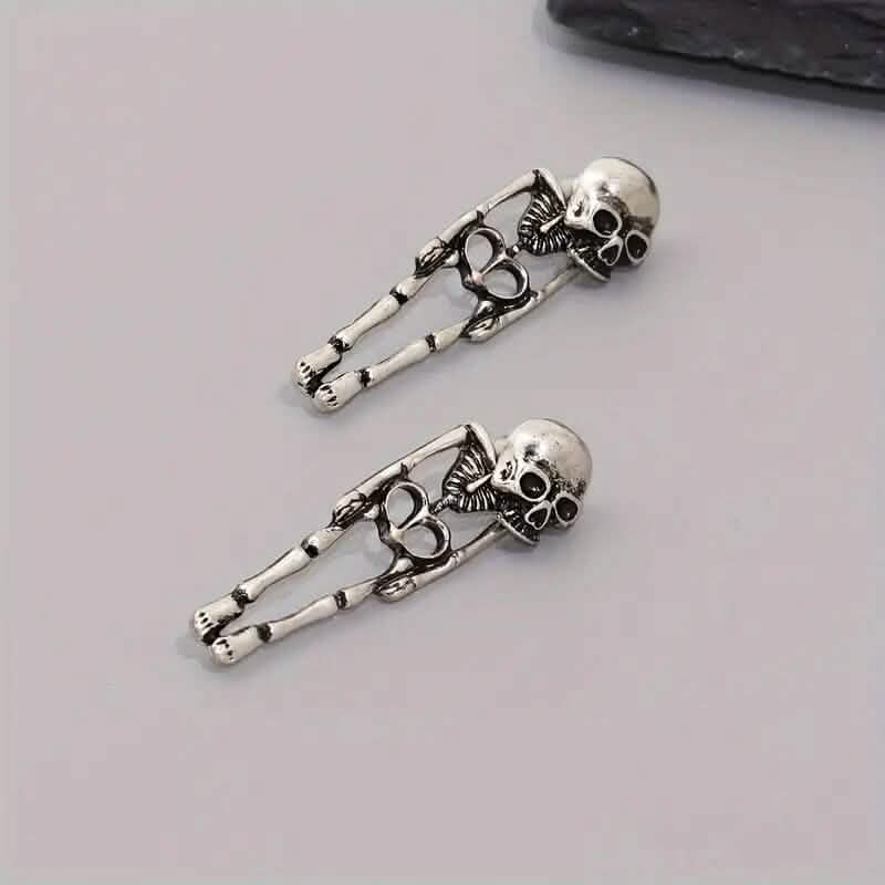 Gothic Dark Wind Skull Skeleton Hanging Earrings 3