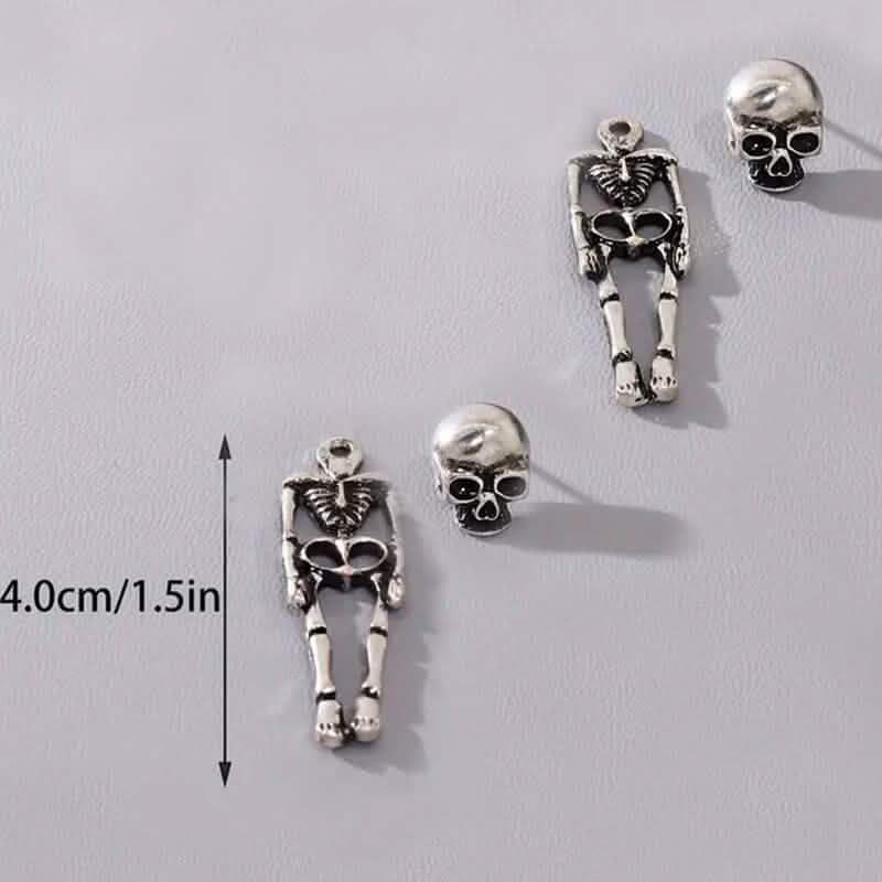 Gothic Dark Wind Skull Skeleton Hanging Earrings 2