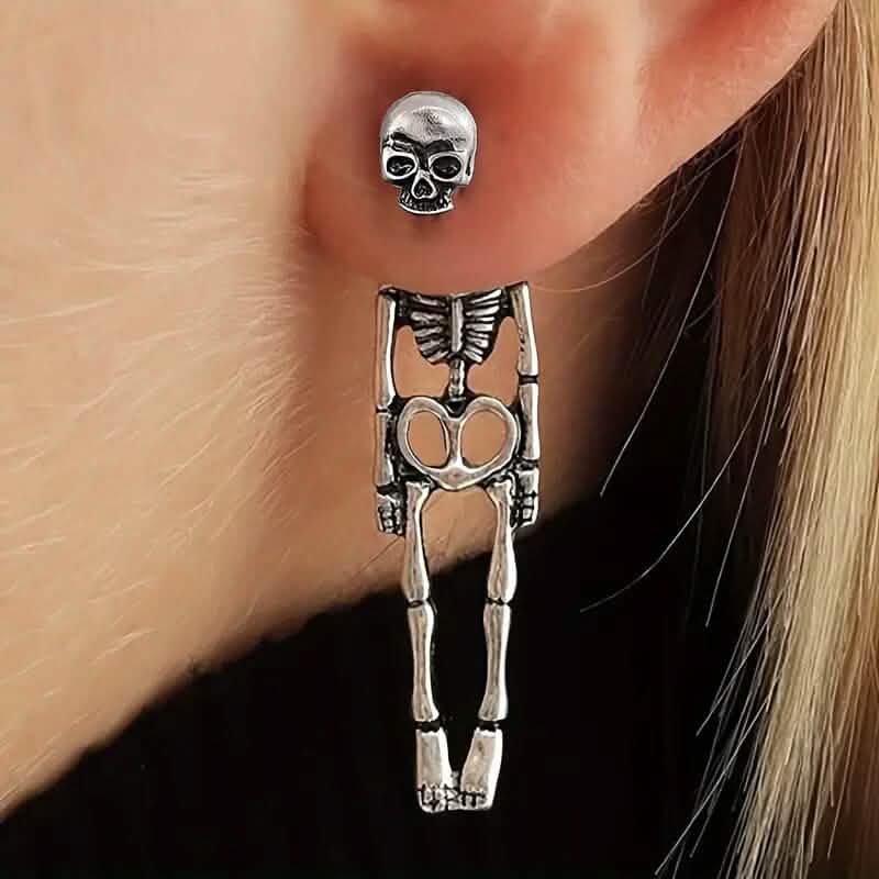 Gothic Dark Wind Skull Skeleton Hanging Earrings 1