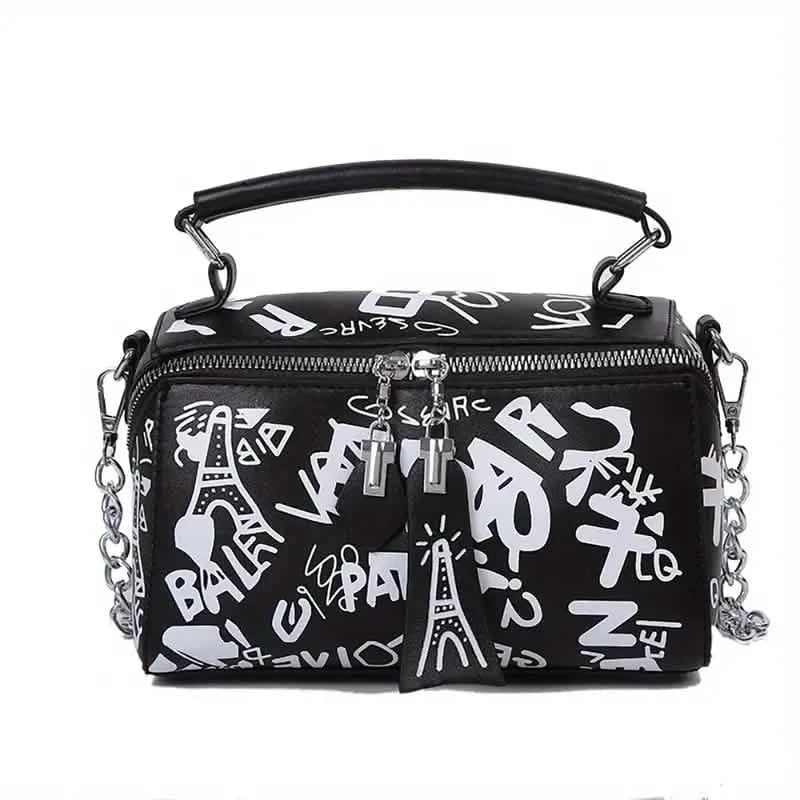 Graffiti Trendy Chain Crossbody Bag for Women 4