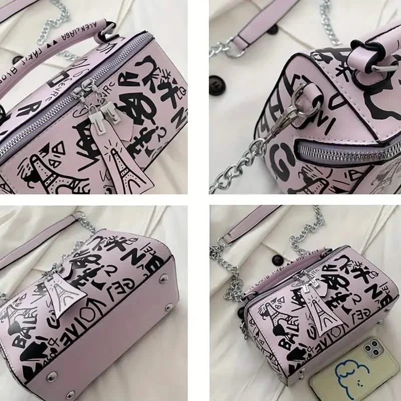 Graffiti Trendy Chain Crossbody Bag for Women 13