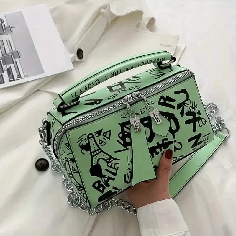 Graffiti Trendy Chain Crossbody Bag for Women 9