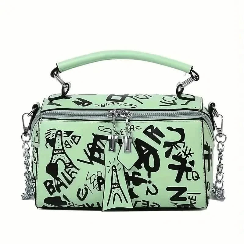 Graffiti Trendy Chain Crossbody Bag for Women 3