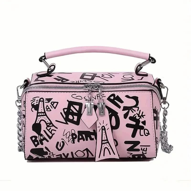 Graffiti Trendy Chain Crossbody Bag for Women 5
