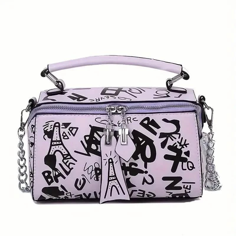Graffiti Trendy Chain Crossbody Bag for Women 2
