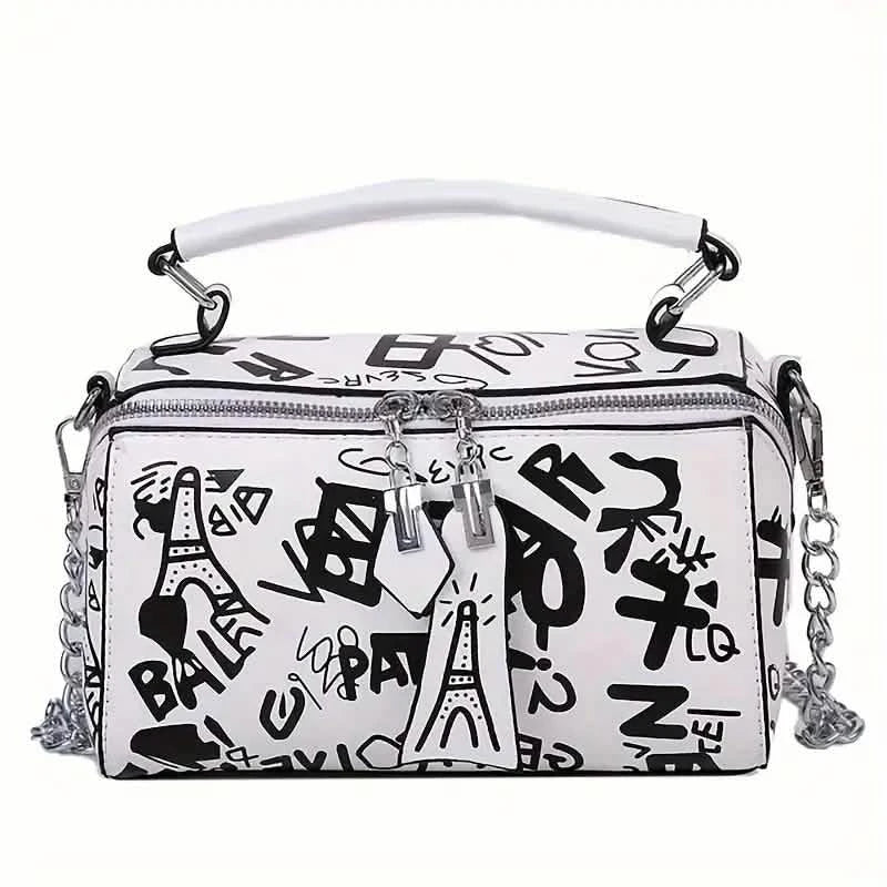 Graffiti Trendy Chain Crossbody Bag for Women 1