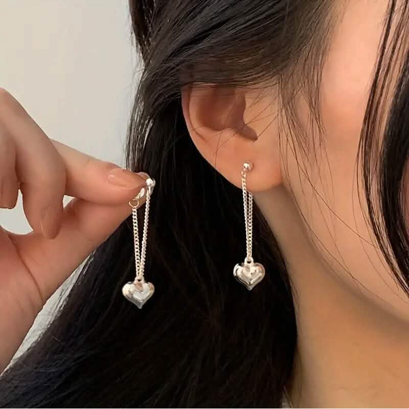 Heart-Shaped Dangle Earrings 2
