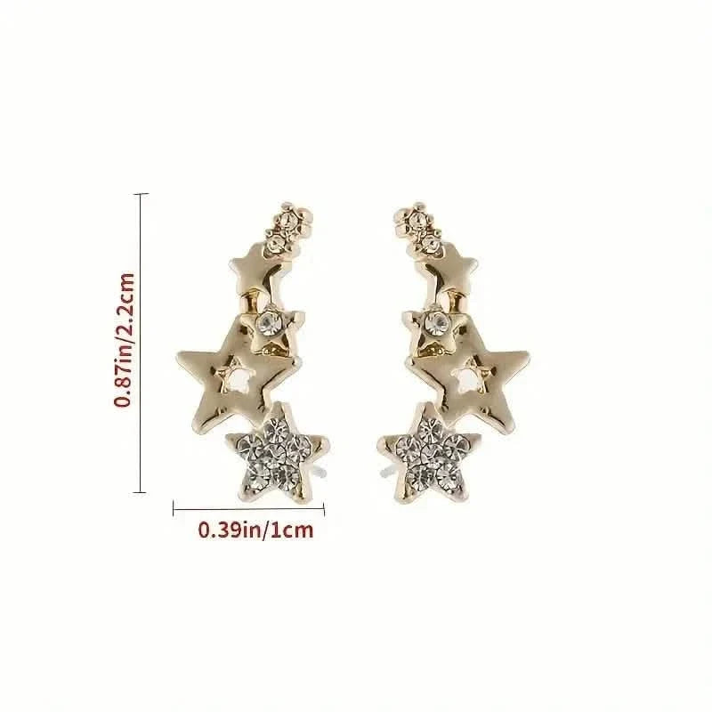 Hollow Star Earrings Zinc Alloy with Rhinestone Accents 7