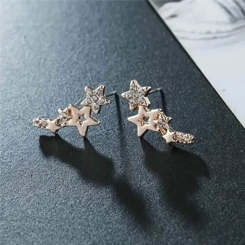 Hollow Star Earrings Zinc Alloy with Rhinestone Accents 4