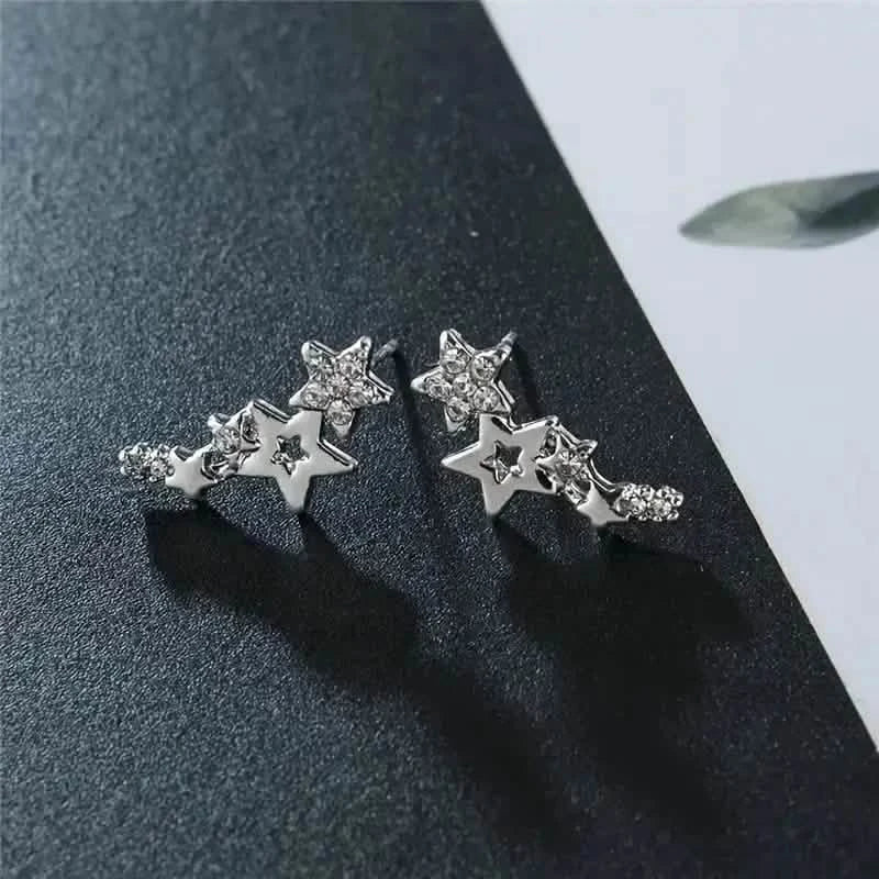 Hollow Star Earrings Zinc Alloy with Rhinestone Accents 5