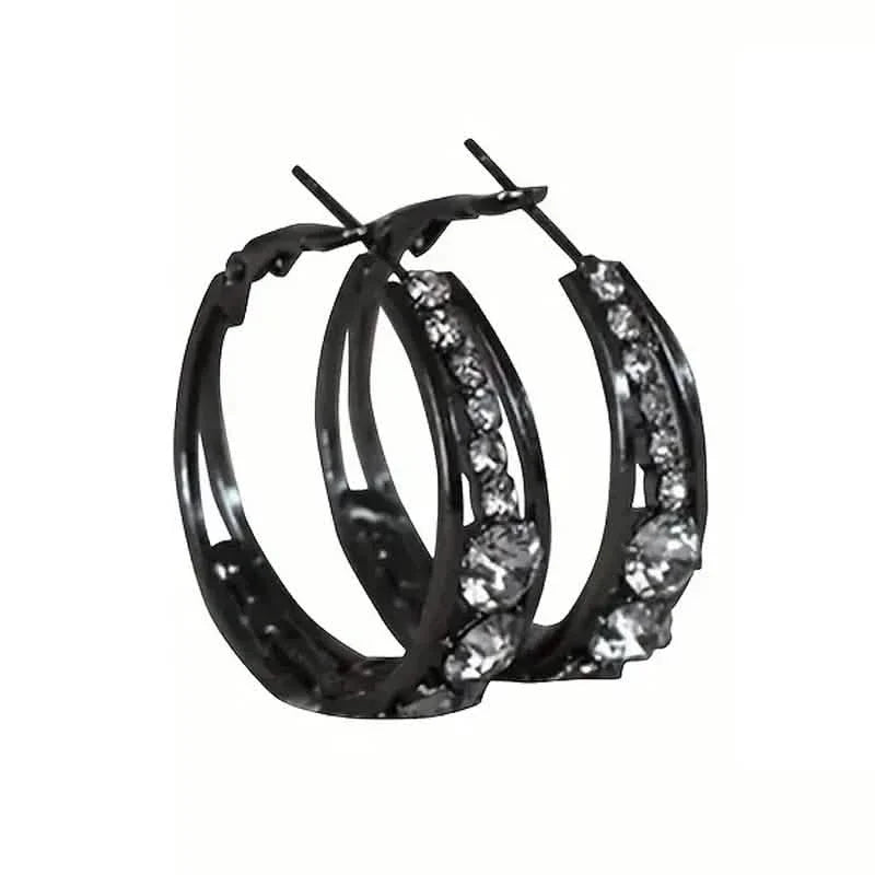 Hoop Earrings Inlaid Shiny Rhinestone For Ladies 4