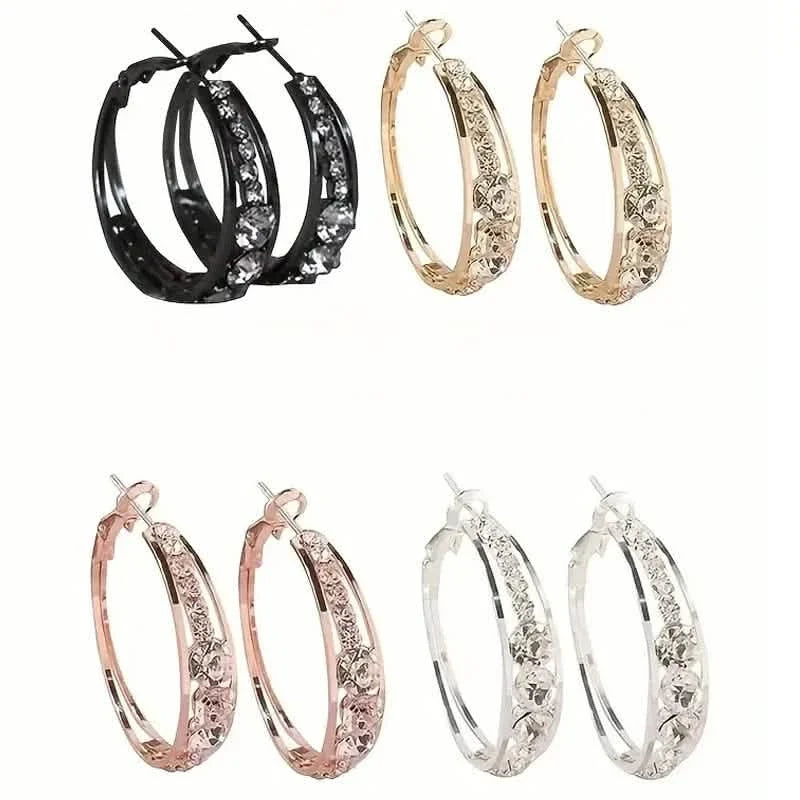 Hoop Earrings Inlaid Shiny Rhinestone For Ladies 1