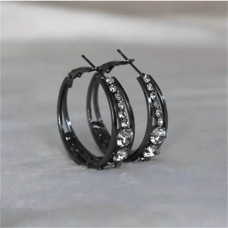 Hoop Earrings Inlaid Shiny Rhinestone For Ladies 6