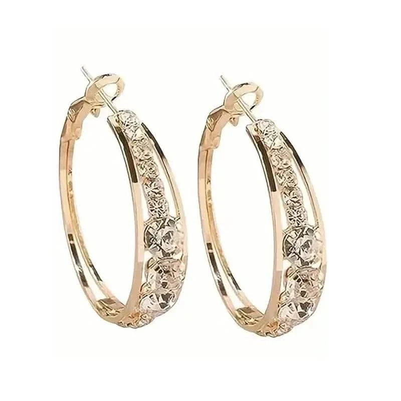 Hoop Earrings Inlaid Shiny Rhinestone For Ladies 3