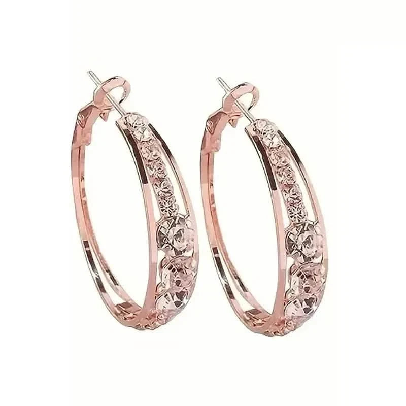 Hoop Earrings Inlaid Shiny Rhinestone For Ladies 5