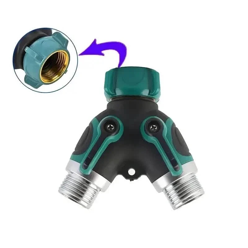 Hose Splitter 2 Way 3/4" Faucet Y Connector with Shut-off Valve 7
