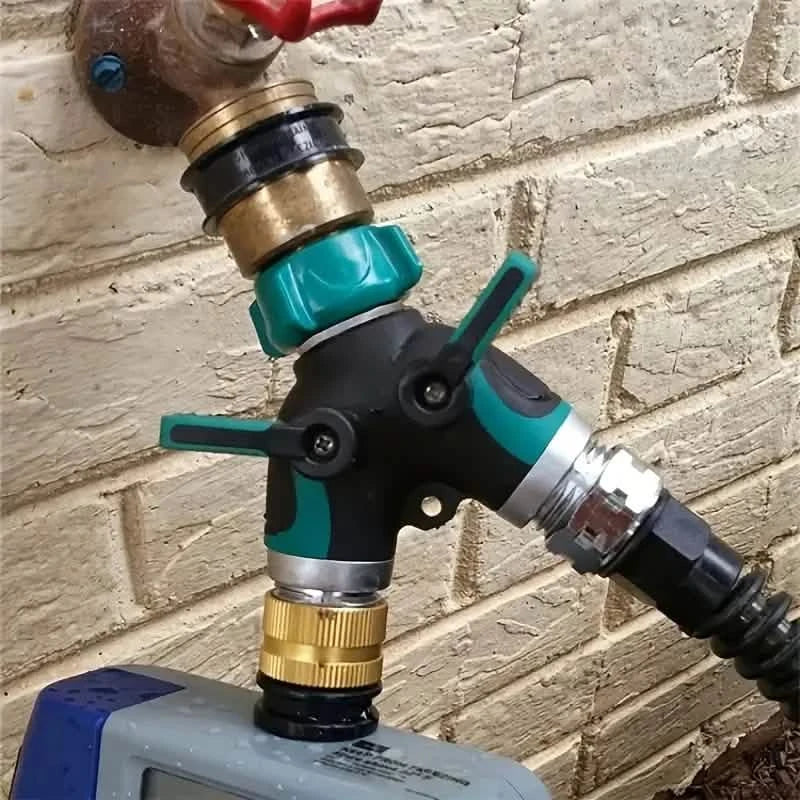 Hose Splitter 2 Way 3/4" Faucet Y Connector with Shut-off Valve 8