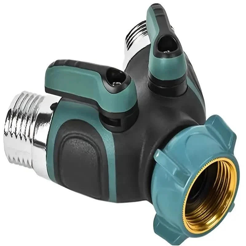 Hose Splitter 2 Way 3/4" Faucet Y Connector with Shut-off Valve 2