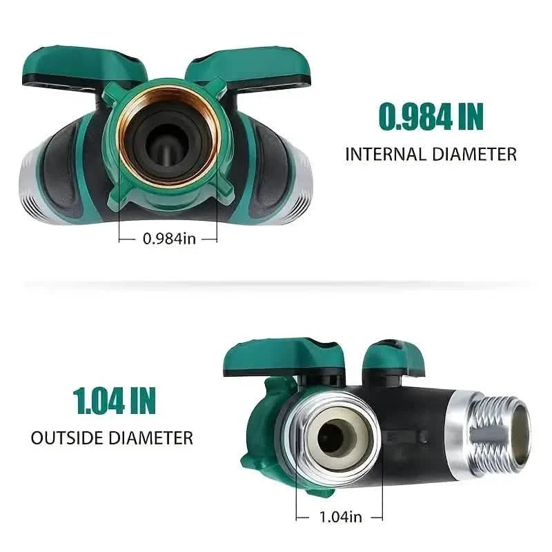 Hose Splitter 2 Way 3/4" Faucet Y Connector with Shut-off Valve 5