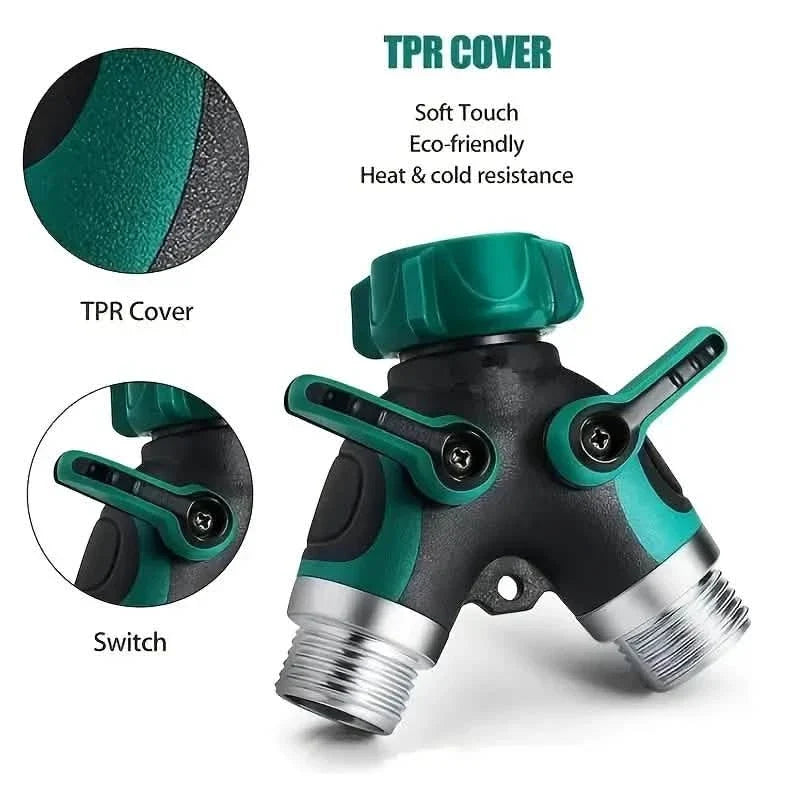Hose Splitter 2 Way 3/4" Faucet Y Connector with Shut-off Valve 6
