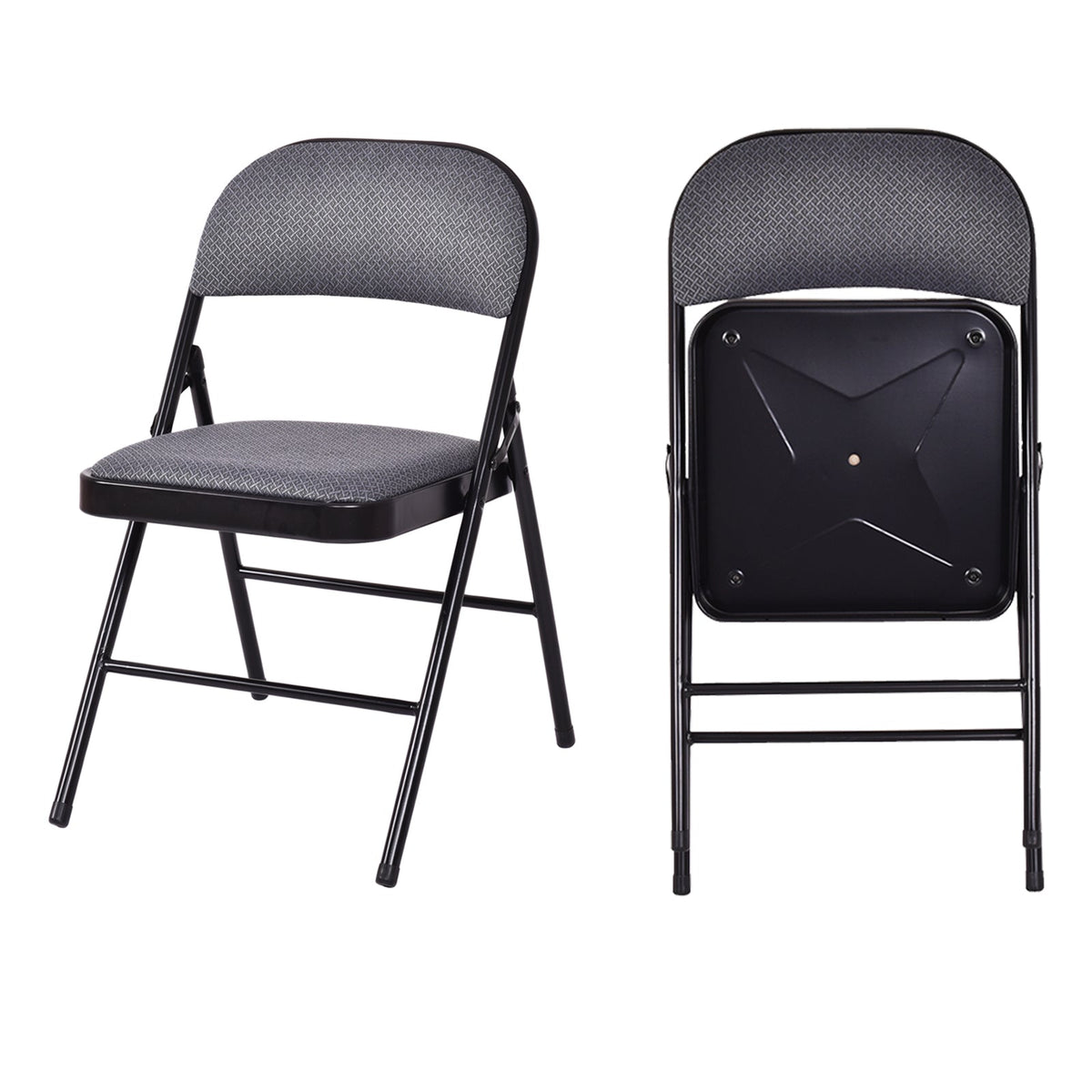 4 Pieces Fabric Upholstered Padded Seat Folding Chairs Seet 9