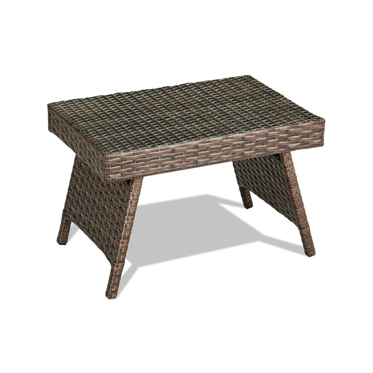 Folding PE Rattan Side Coffee Table Patio Garden Furniture 3
