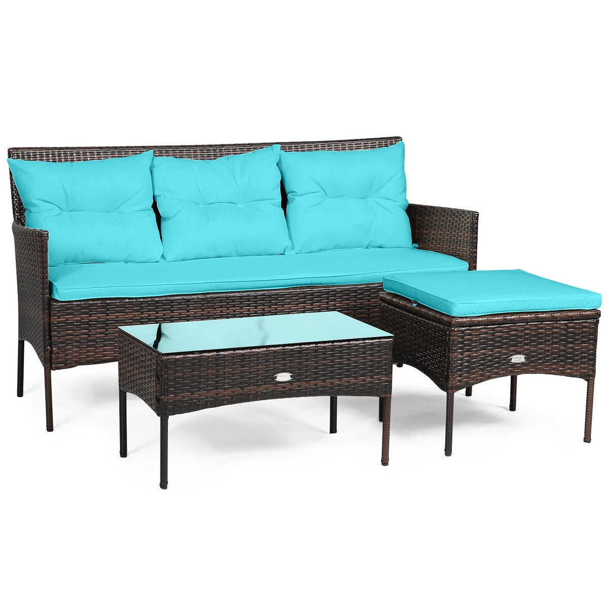 3 Pieces Patio Furniture Sectional Set with 5 Cozy 11