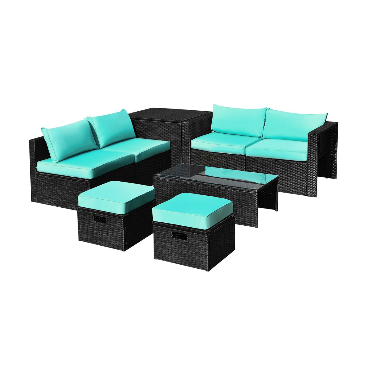 8 Pieces Patio Rattan Storage Table Furniture Set 9