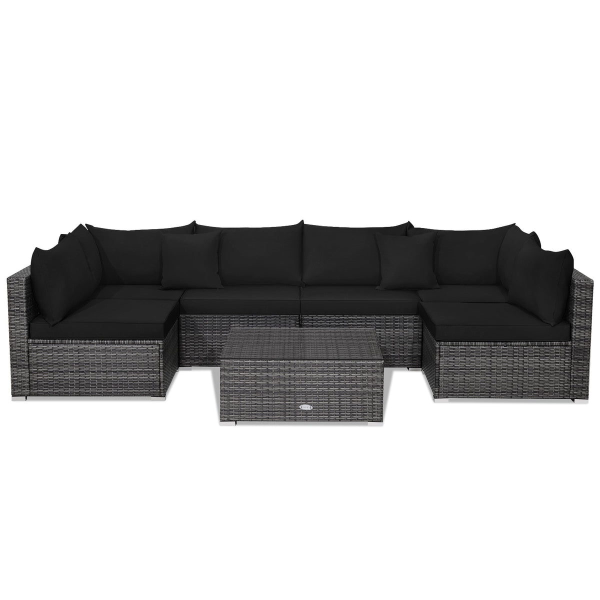 7 Pieces Patio Rattan Furniture Set Sectional Sofa Garden Cushion 20