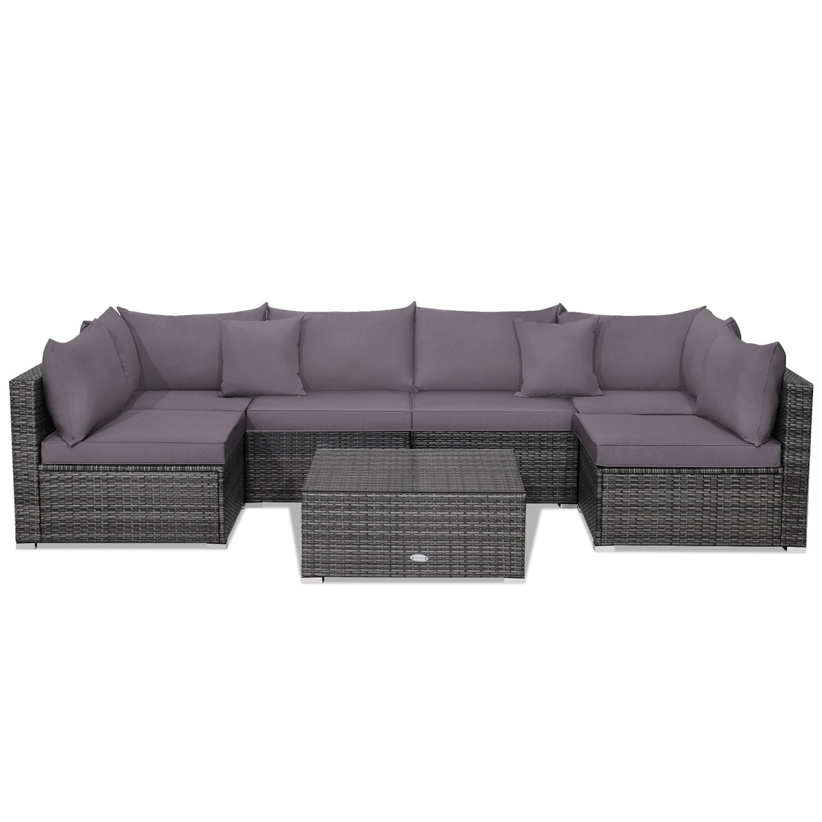 7 Pieces Patio Rattan Furniture Set Sectional Sofa Garden Cushion 17