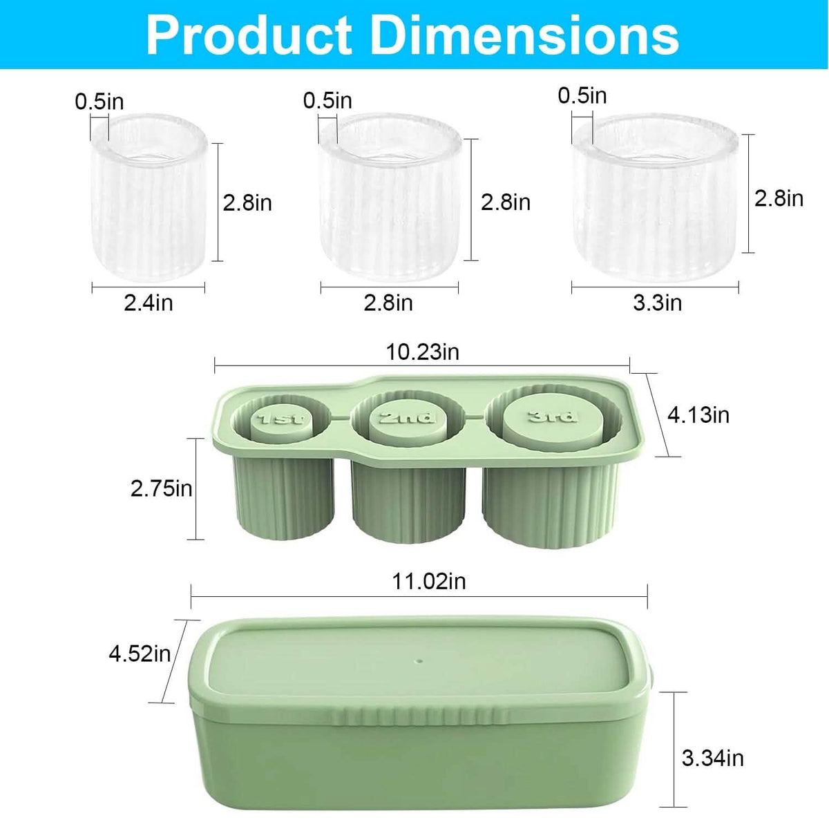 Ice Cube Tray Fit For 20oz/30oz/40oz Stanley Cup Easy Release Silicone Hallow Cylinder 13