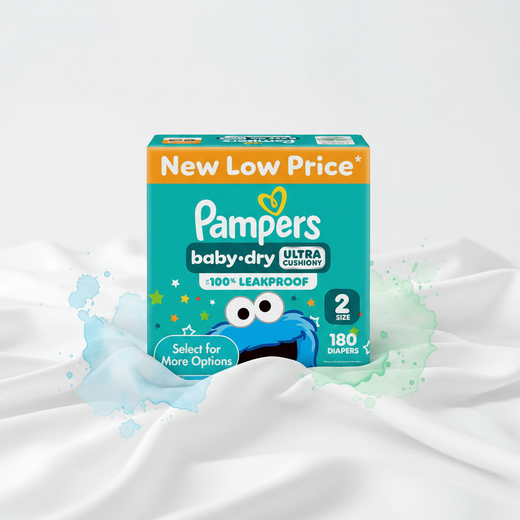Pampers Baby-Dry Ultra Cushiony Diapers Size 2, 180 Count 1
