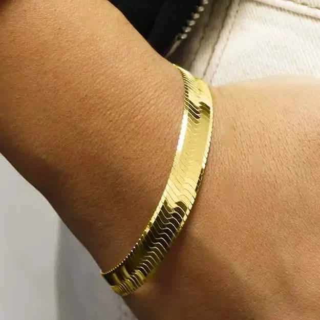 Italian Solid Sterling Silver 7MM Herringbone Bracelet 3