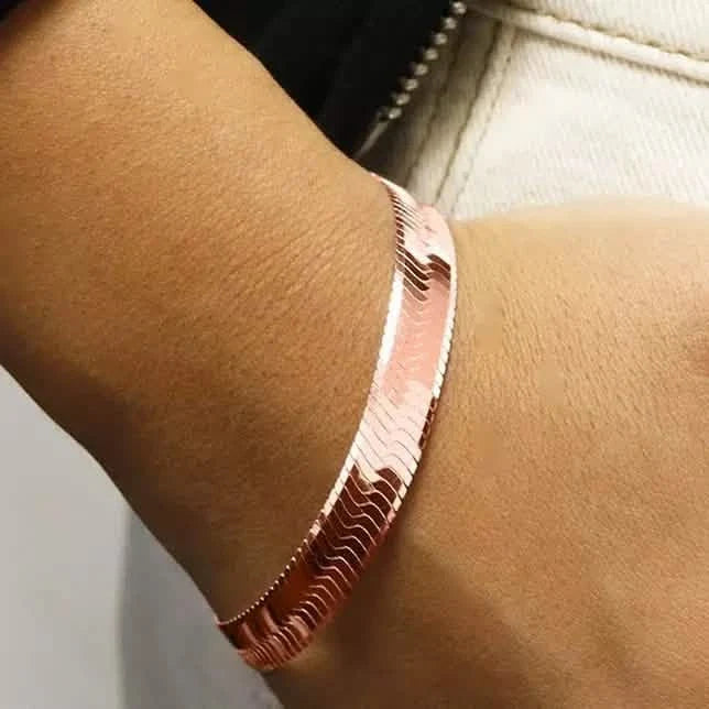 Italian Solid Sterling Silver 7MM Herringbone Bracelet 2