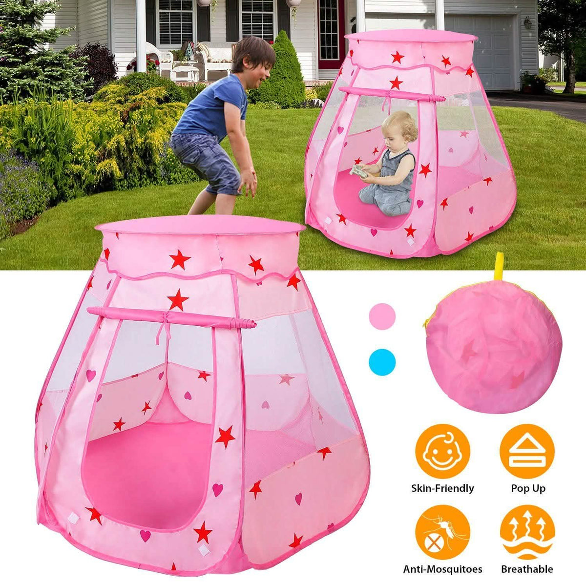 Kids Pop Up Prince Princess Toddler Play Tent 15