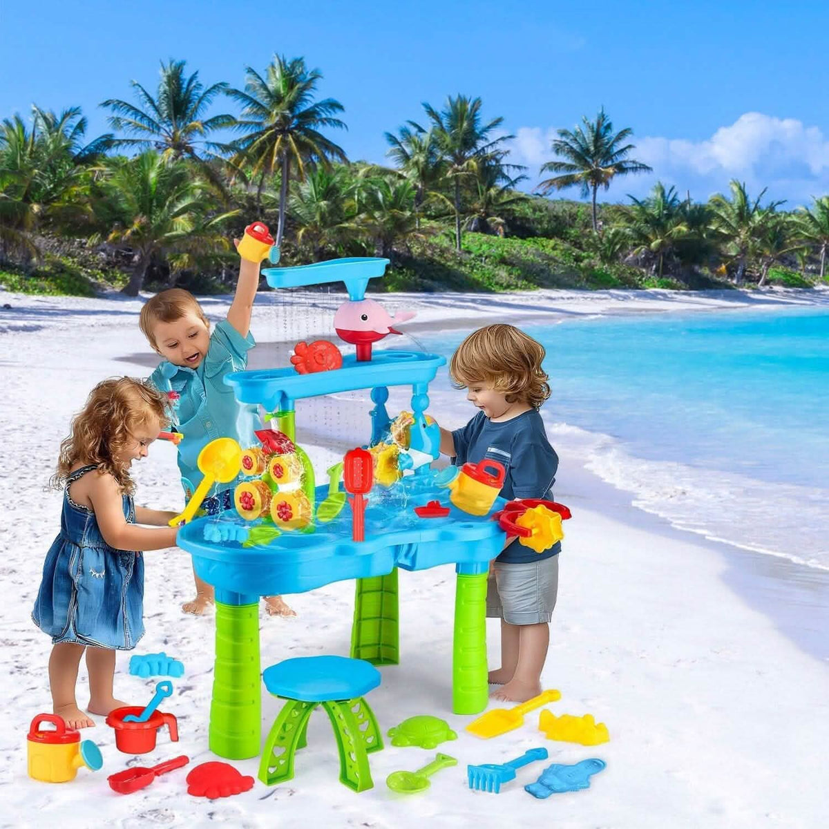 Kids Sand Water Table for 3-6 Years Old Sensory Exercise Friendship Building 16