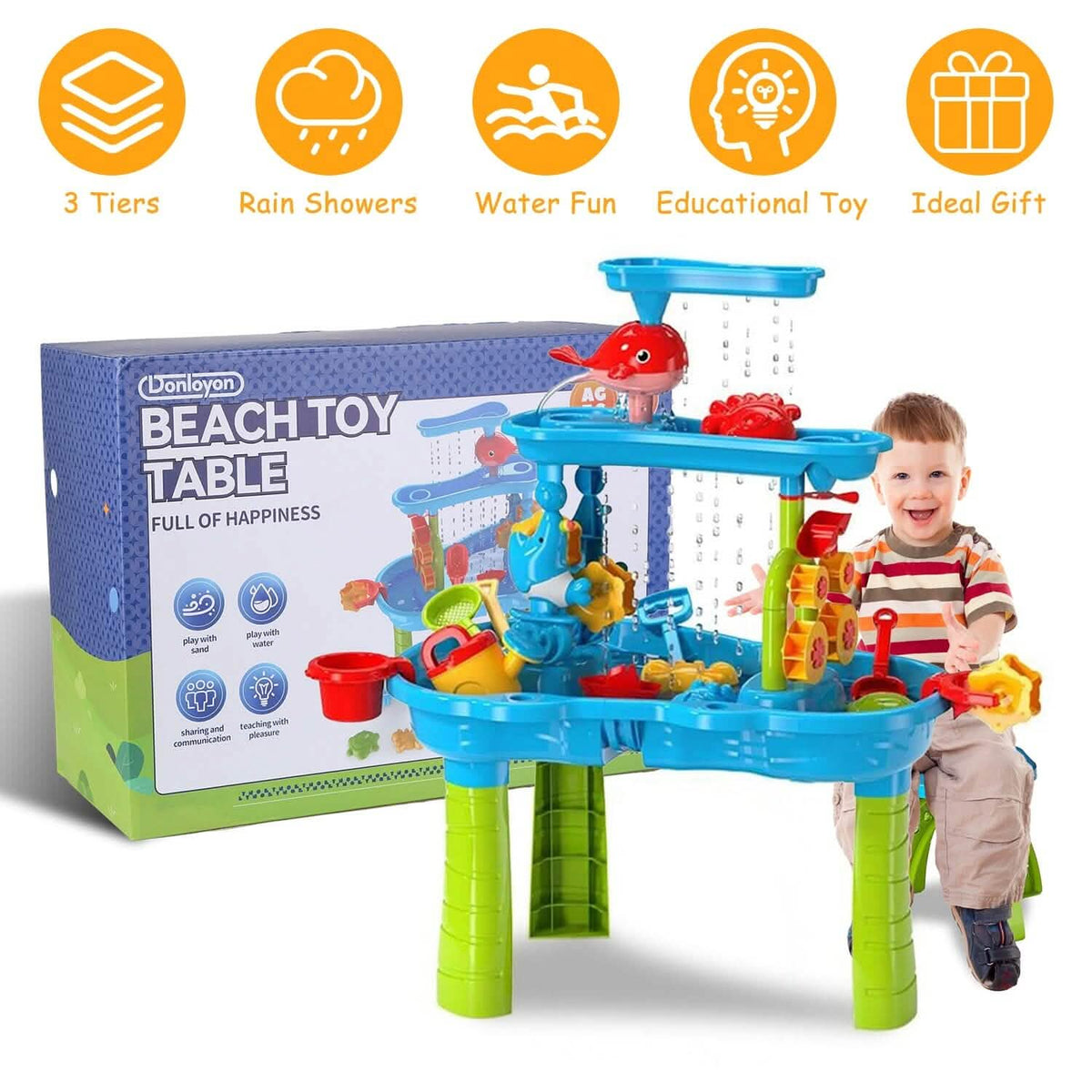 Kids Sand Water Table for 3-6 Years Old Sensory Exercise Friendship Building 7
