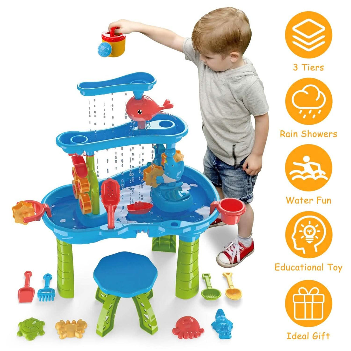 Kids Sand Water Table for 3-6 Years Old Sensory Exercise Friendship Building 6