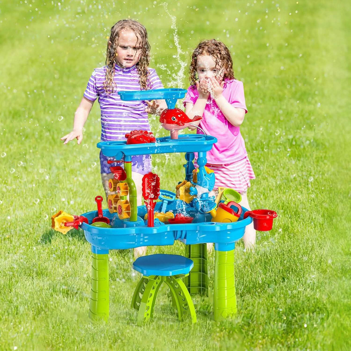 Kids Sand Water Table for 3-6 Years Old Sensory Exercise Friendship Building 15
