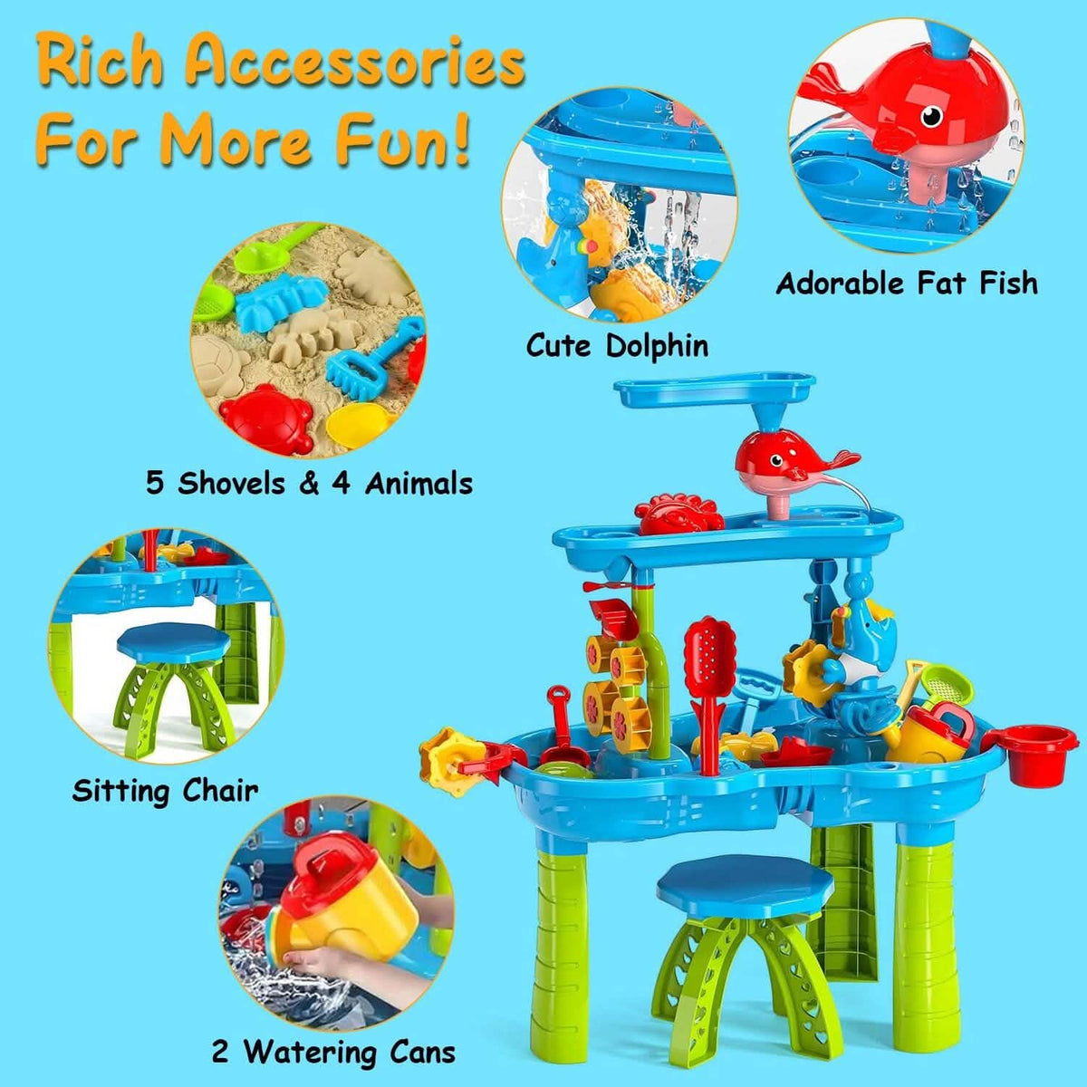 Kids Sand Water Table for 3-6 Years Old Sensory Exercise Friendship Building 11