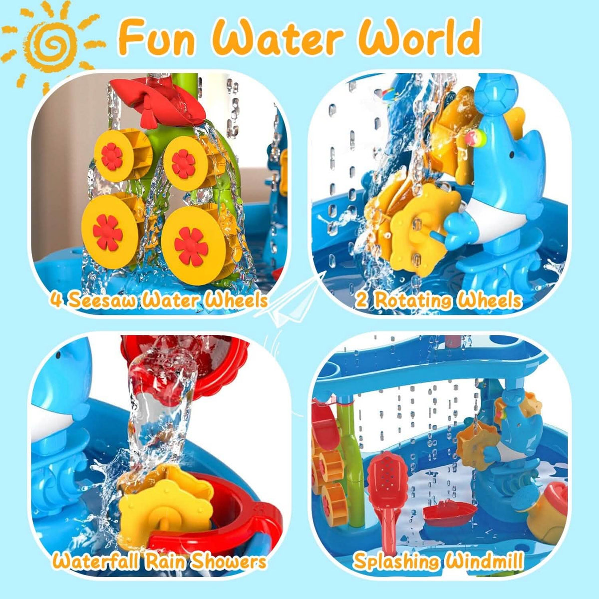 Kids Sand Water Table for 3-6 Years Old Sensory Exercise Friendship Building 8