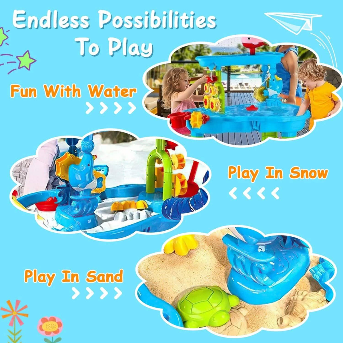 Kids Sand Water Table for 3-6 Years Old Sensory Exercise Friendship Building 4